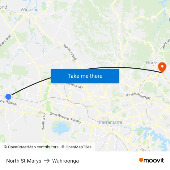 North St Marys to Wahroonga map