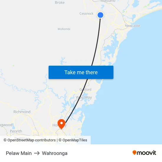 Pelaw Main to Wahroonga map
