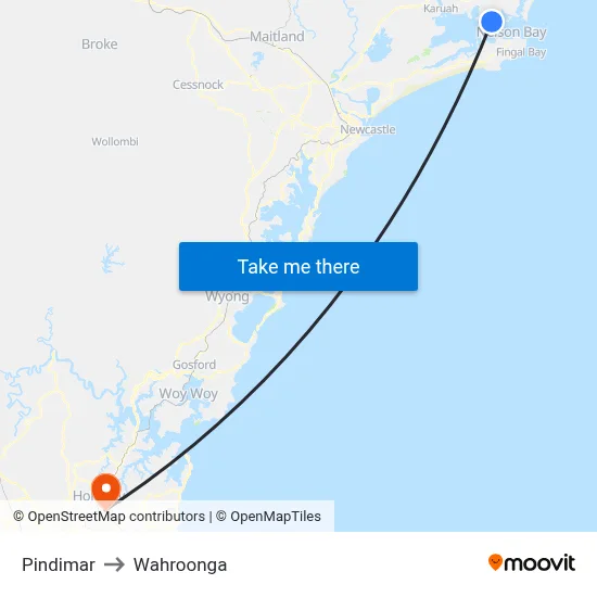 Pindimar to Wahroonga map