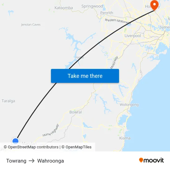 Towrang to Wahroonga map
