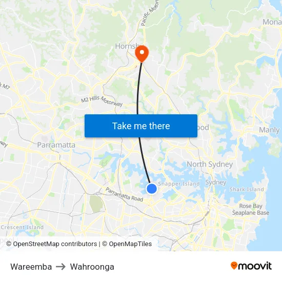Wareemba to Wahroonga map
