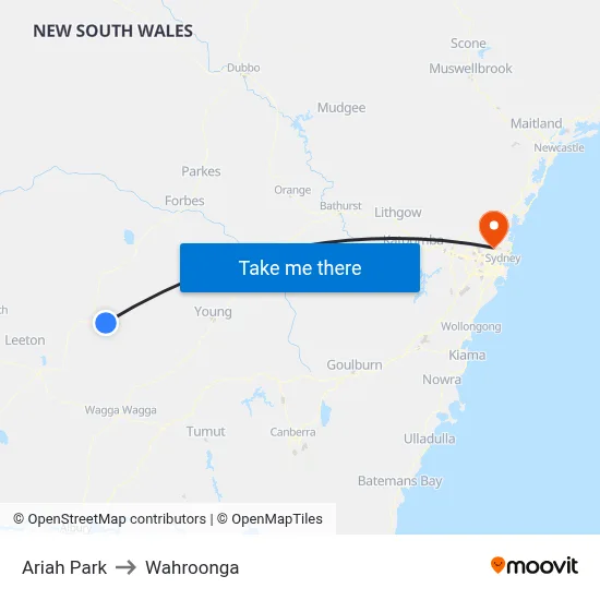 Ariah Park to Wahroonga map