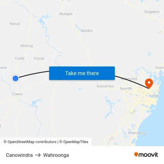Canowindra to Wahroonga map