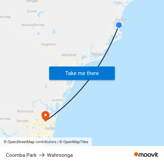 Coomba Park to Wahroonga map