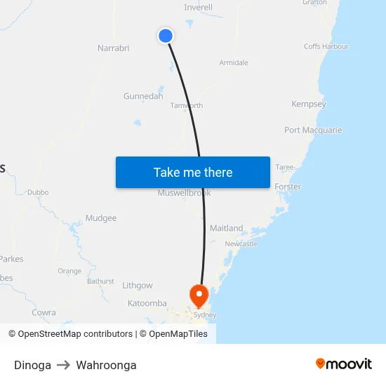 Dinoga to Wahroonga map