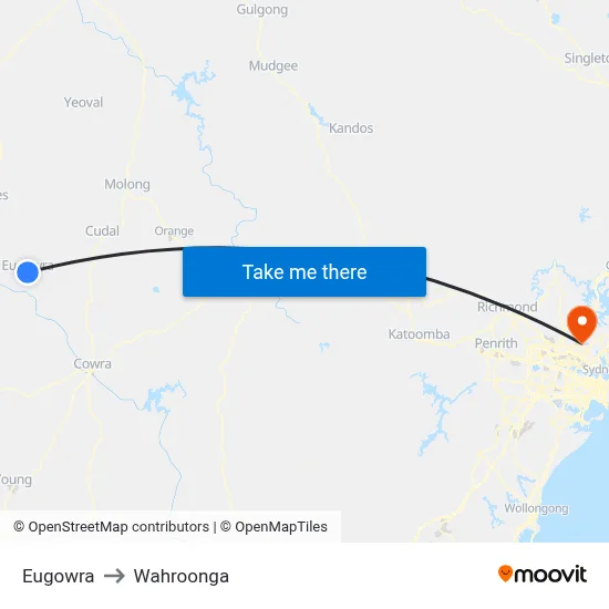Eugowra to Wahroonga map