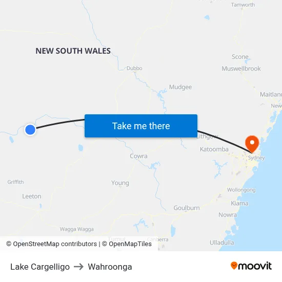 Lake Cargelligo to Wahroonga map