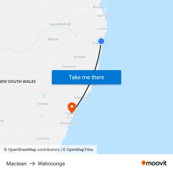 Maclean to Wahroonga map