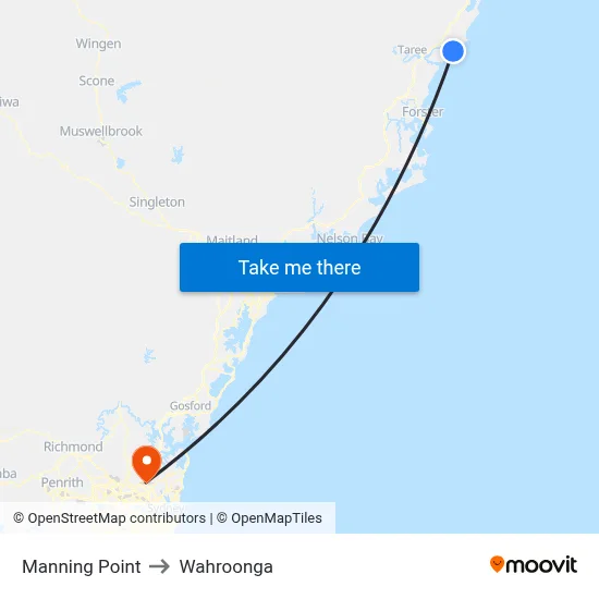 Manning Point to Wahroonga map