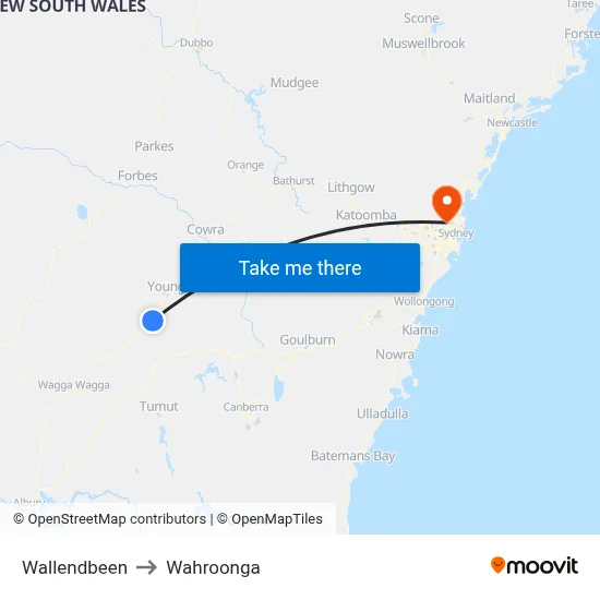 Wallendbeen to Wahroonga map
