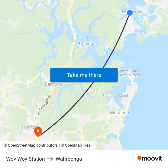 Woy Woy Station to Wahroonga map