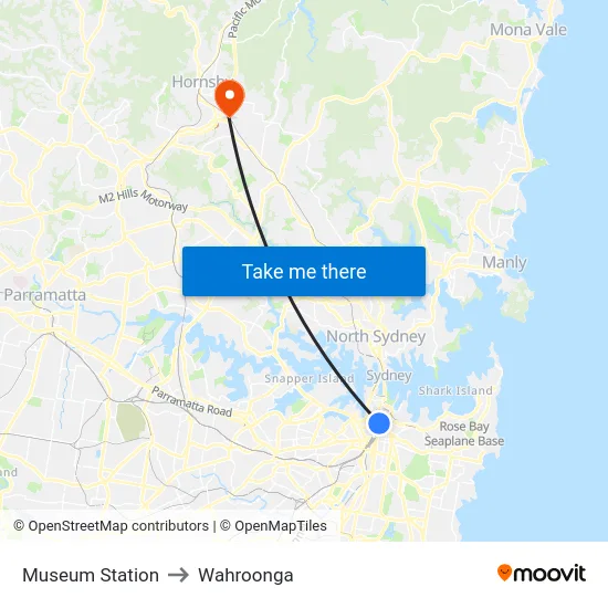 Museum Station to Wahroonga map