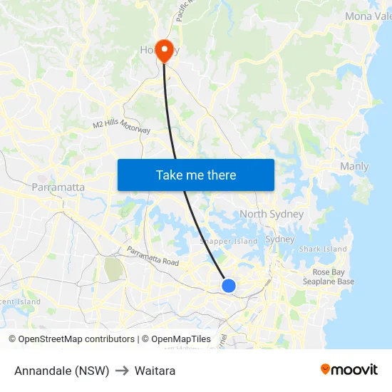 Annandale (NSW) to Waitara map