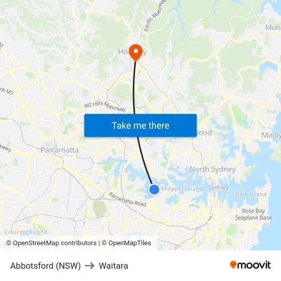 Abbotsford (NSW) to Waitara map