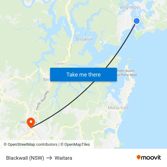 Blackwall (NSW) to Waitara map