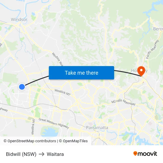Bidwill (NSW) to Waitara map