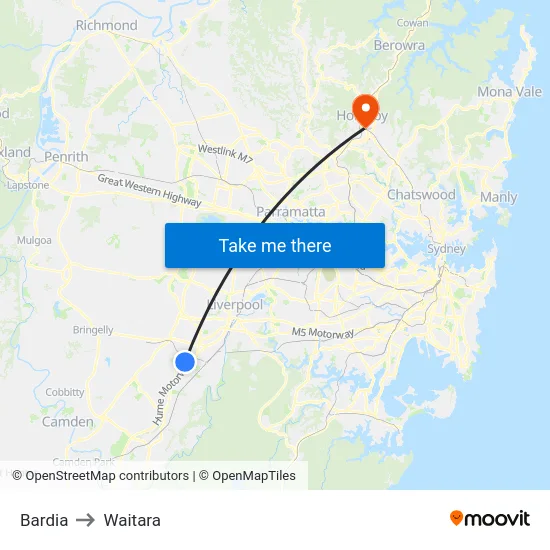 Bardia to Waitara map
