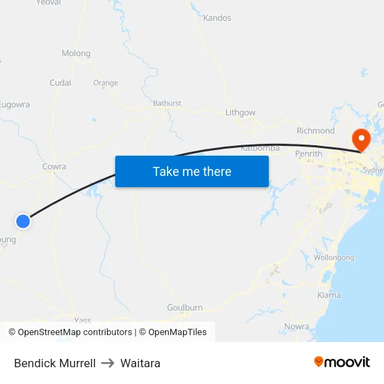 Bendick Murrell to Waitara map