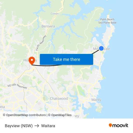 Bayview (NSW) to Waitara map