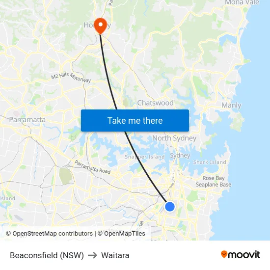 Beaconsfield (NSW) to Waitara map