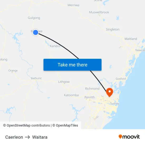 Caerleon to Waitara map