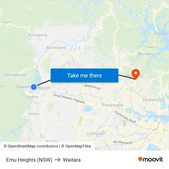 Emu Heights (NSW) to Waitara map