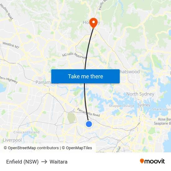 Enfield (NSW) to Waitara map