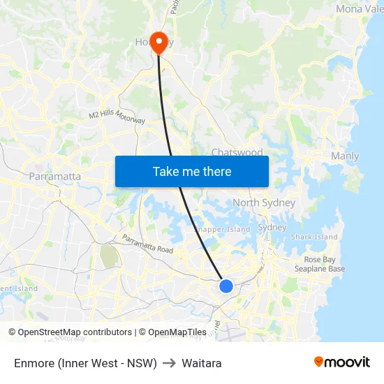 Enmore (Inner West - NSW) to Waitara map