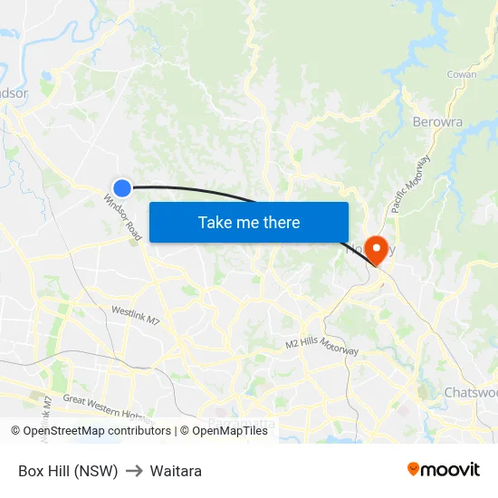 Box Hill (NSW) to Waitara map