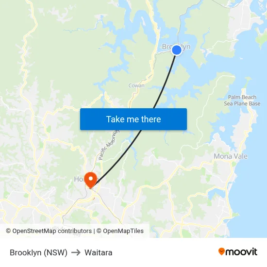 Brooklyn (NSW) to Waitara map