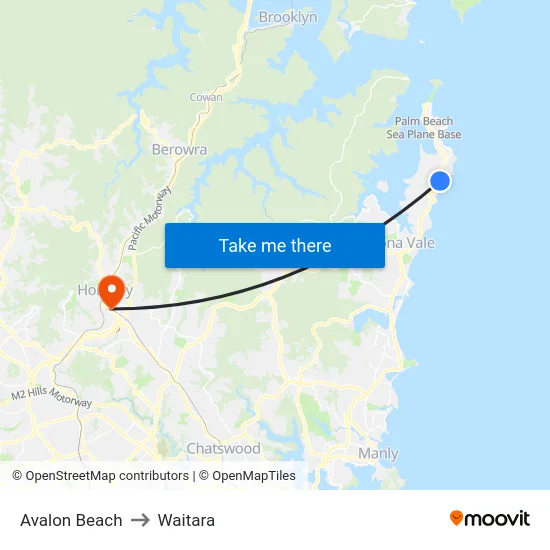 Avalon Beach to Waitara map