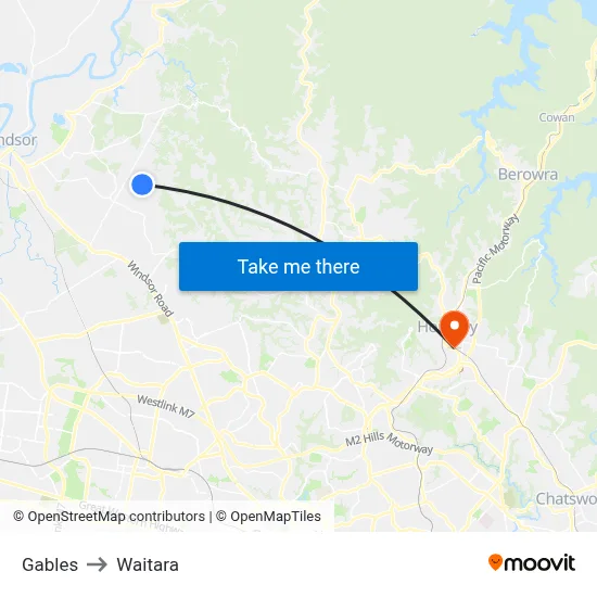 Gables to Waitara map