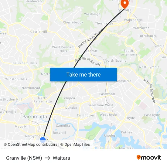 Granville (NSW) to Waitara map