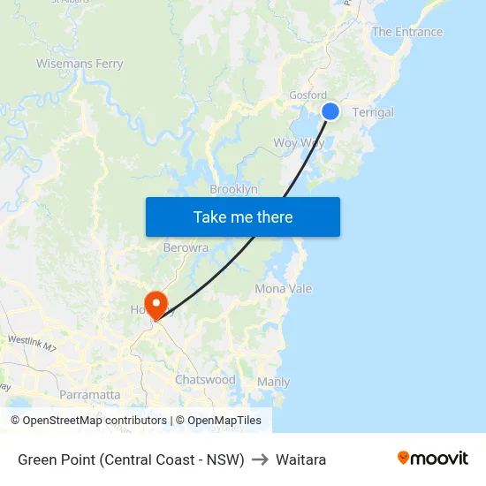 Green Point (Central Coast - NSW) to Waitara map