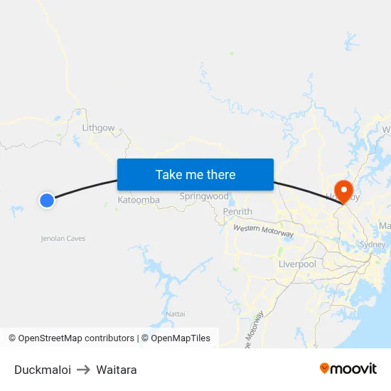 Duckmaloi to Waitara map