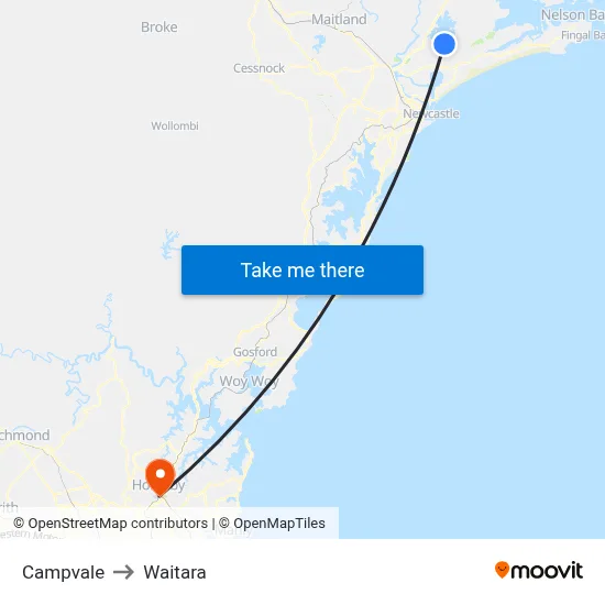 Campvale to Waitara map