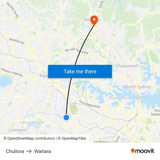 Chullora to Waitara map