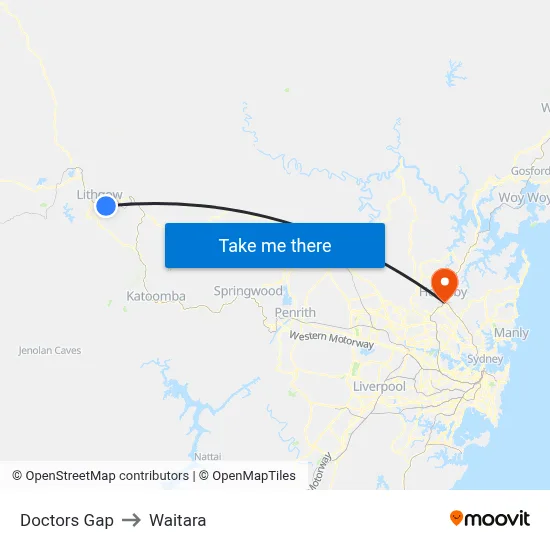 Doctors Gap to Waitara map