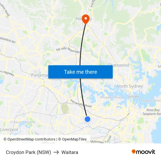 Croydon Park (NSW) to Waitara map