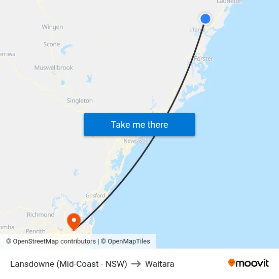 Lansdowne (Mid-Coast - NSW) to Waitara map