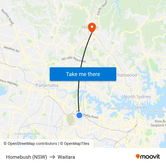 Homebush (NSW) to Waitara map