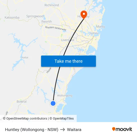 Huntley (Wollongong - NSW) to Waitara map