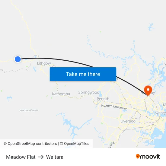 Meadow Flat to Waitara map