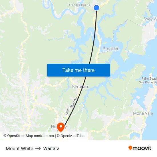 Mount White to Waitara map