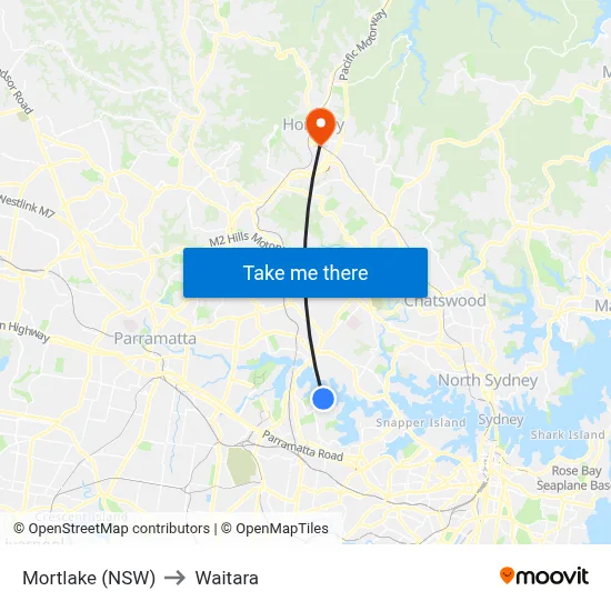 Mortlake (NSW) to Waitara map