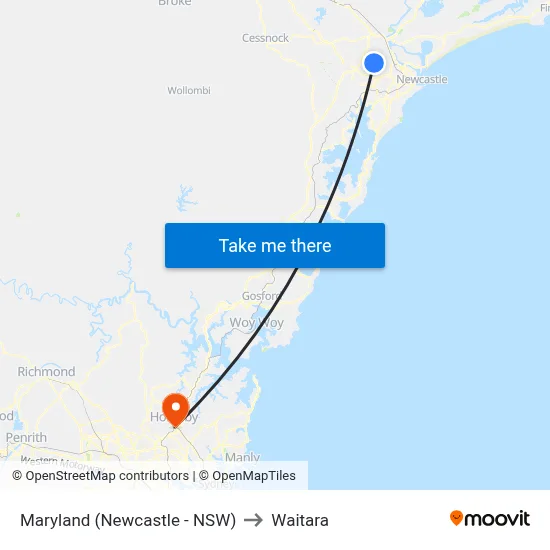 Maryland (Newcastle - NSW) to Waitara map