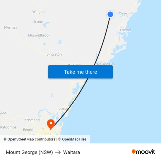 Mount George (NSW) to Waitara map