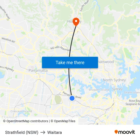 Strathfield (NSW) to Waitara map