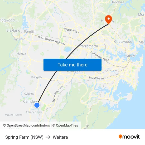 Spring Farm (NSW) to Waitara map