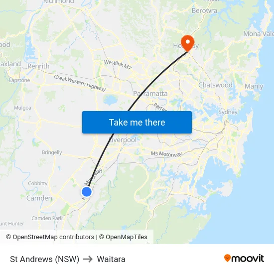 St Andrews (NSW) to Waitara map